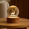 Crystal Ball Night Light Glass Ball Night Lamp with Wood Base