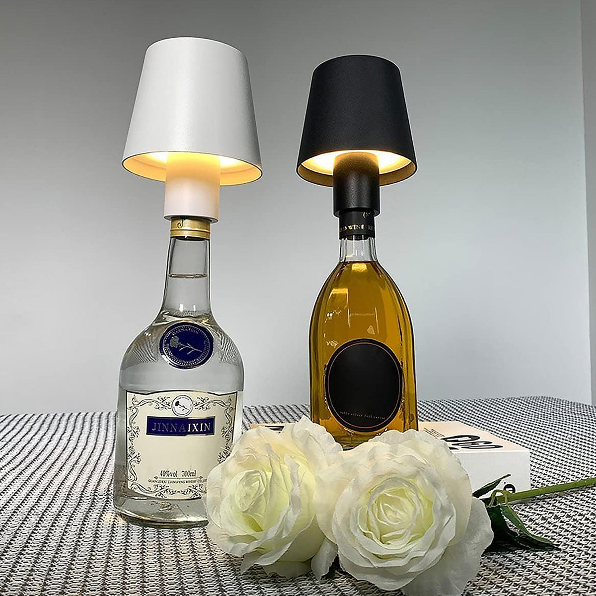USB Rechargeable LED Bottle Lamp – 3-Color Dimmable Wireless Table Light (1 Pc)