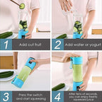 Portable Electric USB Juicer Bottle Blender Grinder Mixer 4 Blades 380 ML Mix