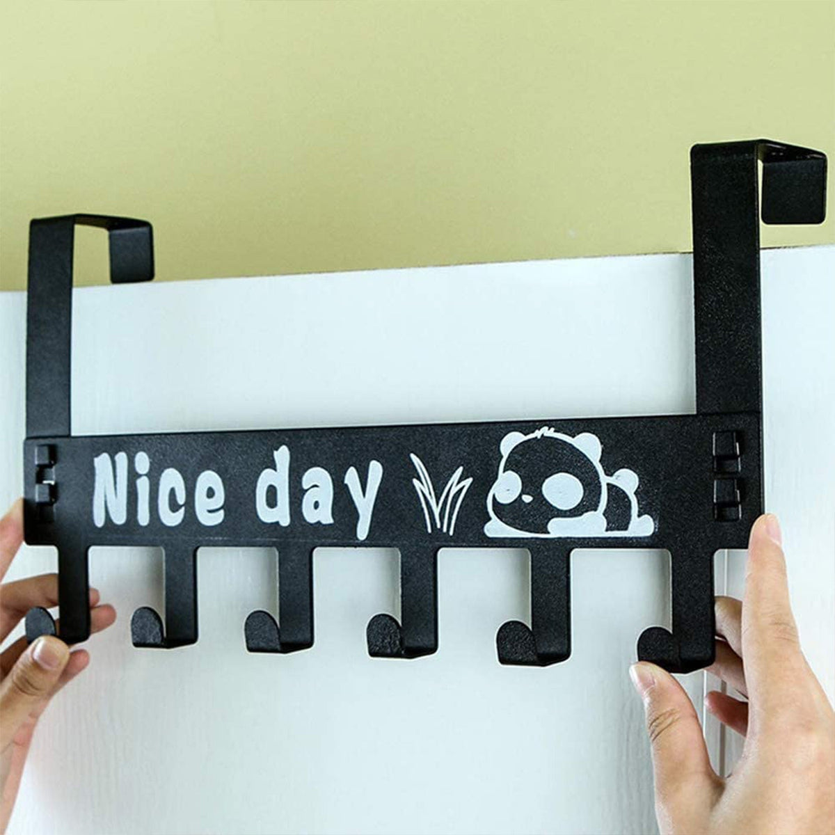 Heavy-Duty Carbon Steel Over Door Hook Rack for Towels & Coats (1 Pc, 6 Hooks)