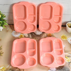 Unbreakable Plastic Food Plates / Biodegradable 5 Compartment Square Plate for Food