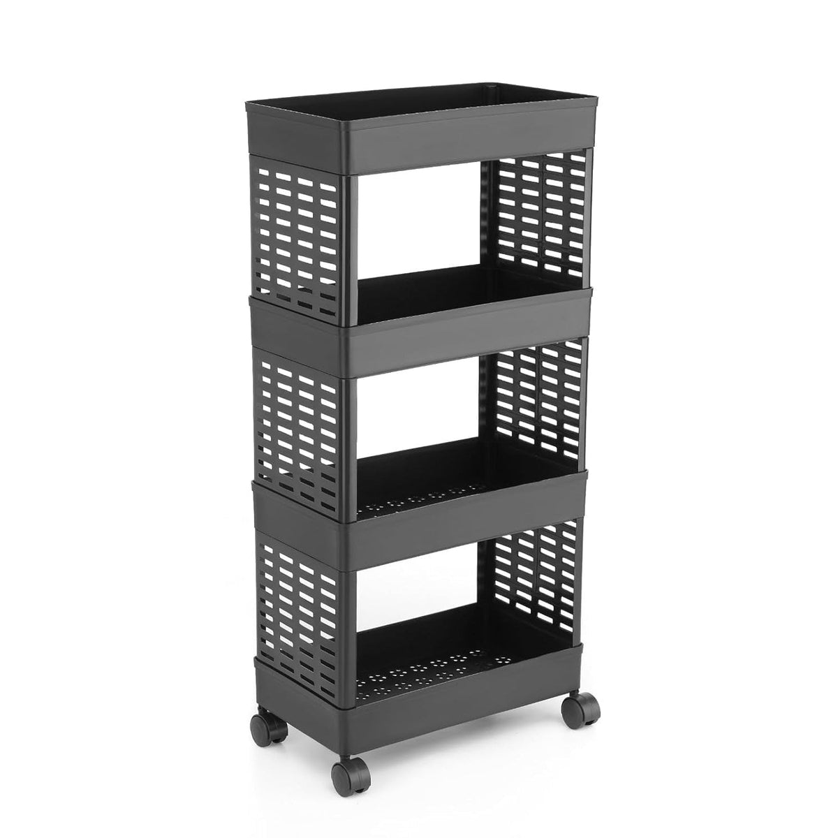 4-Layer Plastic Storage Rack with Wheels
