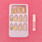 Glitter 3D Floral Press-On Artificial Nail Tips with Nail Glue fake nails (1 Set)