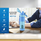Alkaline Water Bottle with Food Grade Plastic, Stylish & Portable (Particulates Not Included)