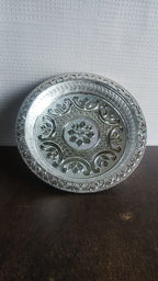 Traditional Silver Finish Plastic Pooja Thali (1 Pc)