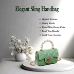 Elegant Quilted Mini Handheld & Sling Fashion Handbag (1 PC)