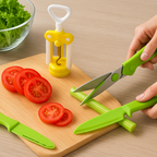 Multifunction Kitchen Tool Set – Stainless Steel & Plastic Knife and Scissors