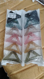 Triangle Shape Mix Color Plastic Hair Claw Clip – 12 Pc Durable Grip Women and Girls