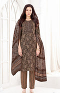 Women Brown Paisley Printed Kurta Set with Striped Pants & Dupatta | Ethnic Wear
