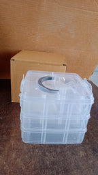 3-Tier Transparent Craft Storage Box with 18 Adjustable Compartments