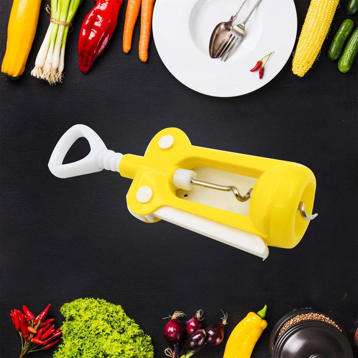 Multifunction Kitchen Tool Set – Stainless Steel & Plastic Knife and Scissors