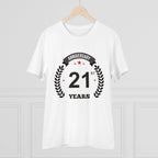 Generic Men's PC Cotton 21st Anniversary Printed T Shirt (Color: White, Thread Count: 180GSM)