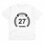 Generic Men's PC Cotton 27th Anniversary Printed T Shirt (Color: White, Thread Count: 180GSM)
