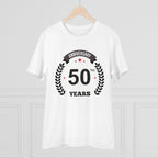 Generic Men's PC Cotton 50th Anniversary Printed T Shirt (Color: White, Thread Count: 180GSM)