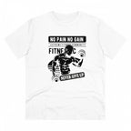 Generic Men's PC Cotton Gym No Pain No Gain Never Give Up Printed T Shirt (Color: White, Thread Count: 180GSM)