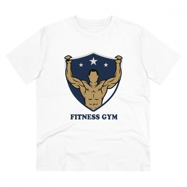 Generic Men's PC Cotton Fittnes Gym Printed T Shirt (Color: White, Thread Count: 180GSM)