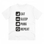 Generic Men's PC Cotton Eat Sleep Pubg Repeat Printed T Shirt (Color: White, Thread Count: 180GSM)