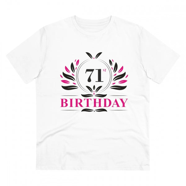 Generic Men's PC Cotton 71st Birthday Printed T Shirt (Color: White, Thread Count: 180GSM)