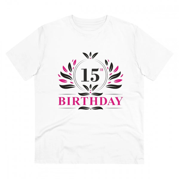 Generic Men's PC Cotton 15th Birthday Printed T Shirt (Color: White, Thread Count: 180GSM)
