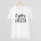 Generic Men's PC Cotton Explore The Unseen Printed T Shirt (Color: White, Thread Count: 180GSM)