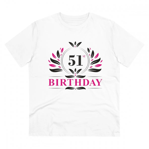 Generic Men's PC Cotton 51st Birthday Printed T Shirt (Color: White, Thread Count: 180GSM)