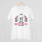 Generic Men's PC Cotton 45th Birthday Printed T Shirt (Color: White, Thread Count: 180GSM)
