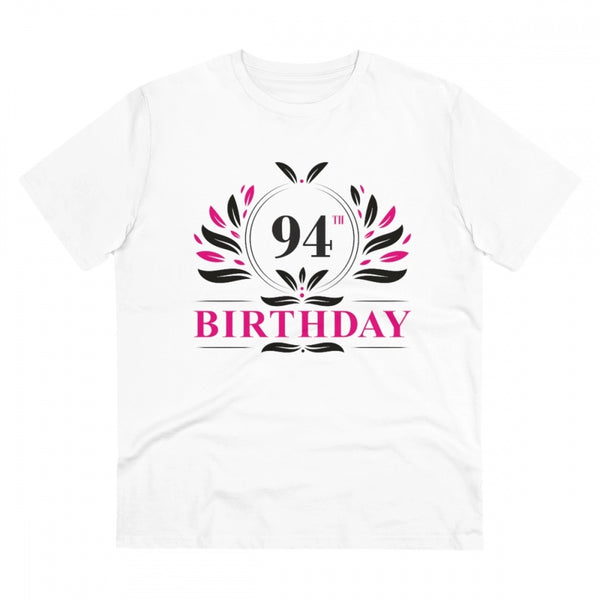 Generic Men's PC Cotton 94th Birthday Printed T Shirt (Color: White, Thread Count: 180GSM)