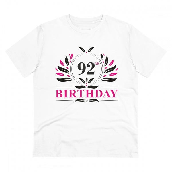 Generic Men's PC Cotton 92nd Birthday Printed T Shirt (Color: White, Thread Count: 180GSM)