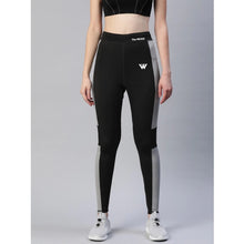 Generic Women's Polyster Solid Sport Leggings (Black & Grey)