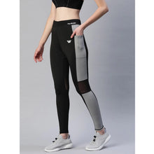 Generic Women's Polyster Solid Sport Leggings (Black & Grey)