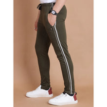 Generic Men's Casual Cotton Striped Full Length Track Pant (olive)