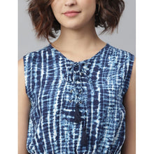 Generic Women's Rayon Tie & Dye Sleeveless Above Knee Dress (Blue)