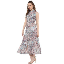 Generic Women's Polyester Chiffon Printed Sleeveless Dress (Multicolor)