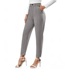 Generic Women's Polyester Solid With Pocket Pant (Grey)