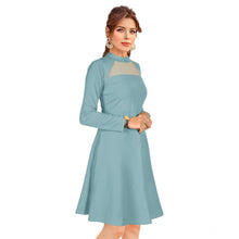 Generic Women's Knitting stretchable Solid Round Neck Full Sleeve Dress (Pista)