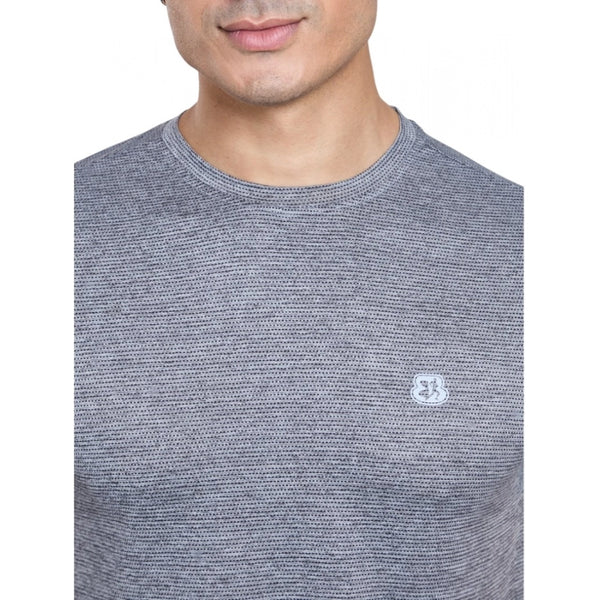 Generic Men's Casual Nylon Solid Half Sleeve Round Neck T-Shirt (Black)