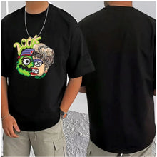 Generic Men's Casual Cotton Blend Printed Round Neck Half Sleeve T-Shirt (Black)