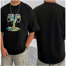 Generic Men's Casual Cotton Blend Printed Round Neck Half Sleeve T-Shirt (Black)