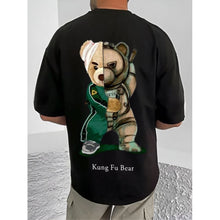 Generic Men's Casual Cotton Blend Printed Round Neck Half Sleeve T-Shirt (Black)