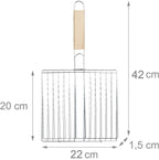 Square grill for papad and barbecue with wooden handle