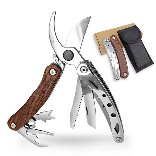 Wautton Multipurpose Garden Clippers with Screwdriver, Saw, Knife, Ruler & More, Compact Garden Shears for Gardening, Camping & Survival Tools