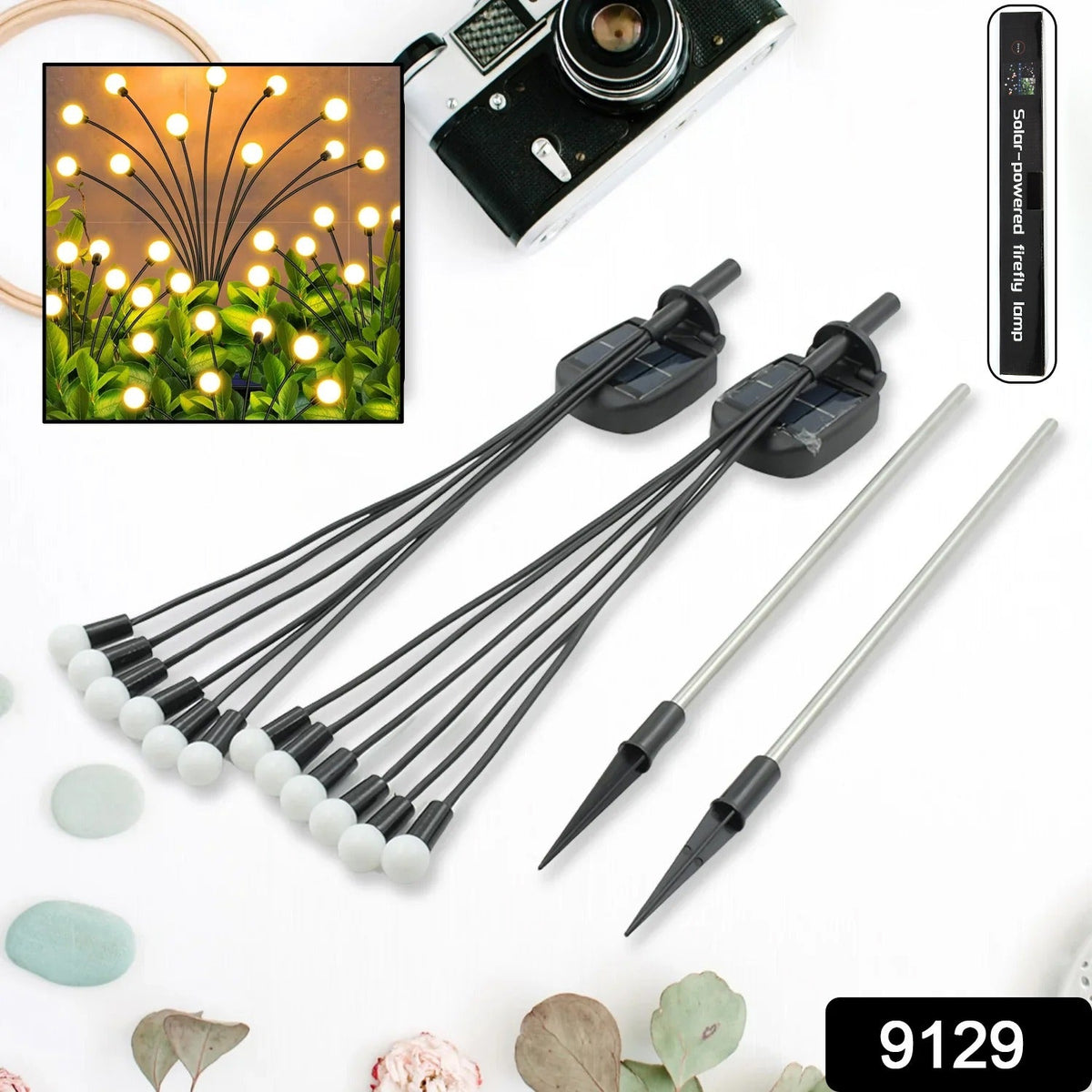Solar Firefly Lights for Garden Decor (2 Pc, 12 LED Warm)