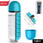 Multi-Use Pill & Water Bottle for Travel (600 Ml, Mix Color)