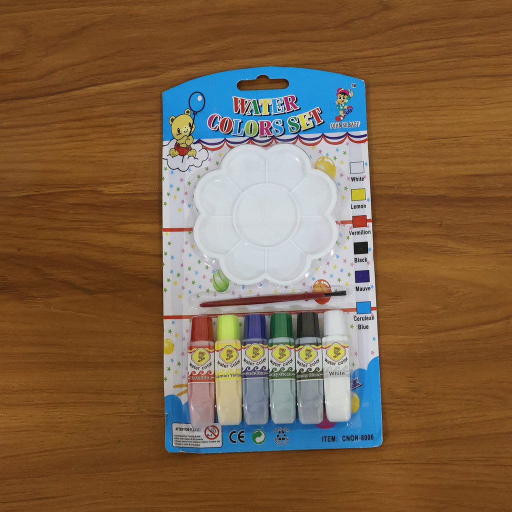 Kids Water Colour Painting Set with Brush & Mixing Palette (1 Set)