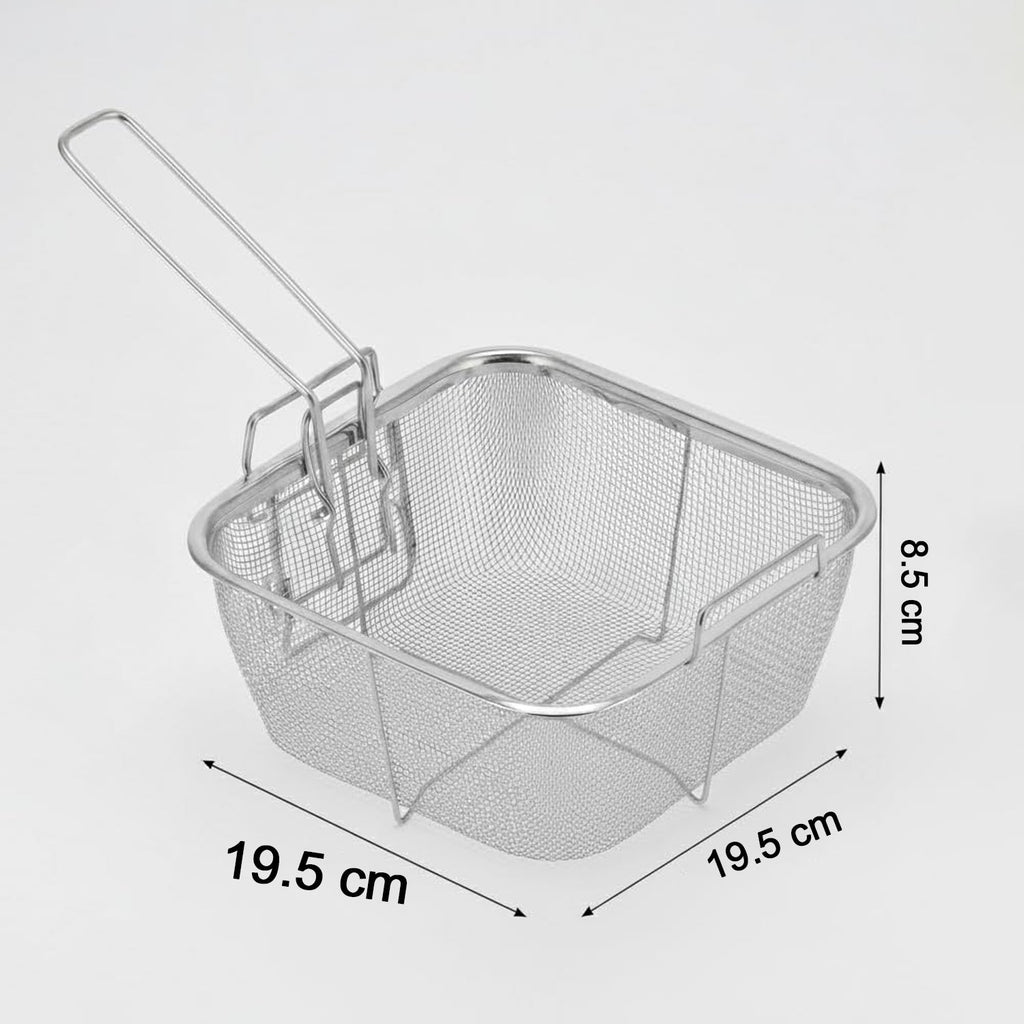 Stainless Steel Deep Fryer Basket with Long Handle (1 Pc)