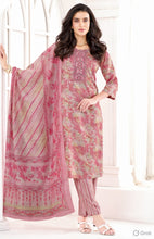 Women Pink Floral Printed Kurta Set with Striped Pants & Dupatta | Ethnic Festive Wear