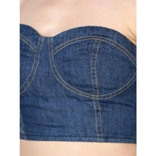Women's Casual Denim Sleeveless Bluster Top (Blue)