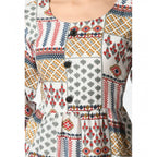 Women's Casual Crepe 3-4th Sleeves Cord Set (White)