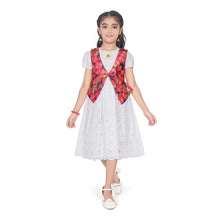 Generic Girl's Heavy Chicken Printed Short Sleeve Round Neck Dress (White)