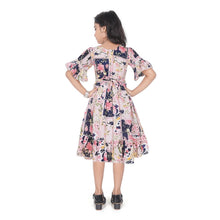 Generic Girl's Shiffon Printed Half Sleeve Round Neck Dress (Peach)